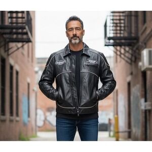 Schott NYC Vintage Men's Black Steer hide Leather Daytona‎ 550 Racer Jacket XXL